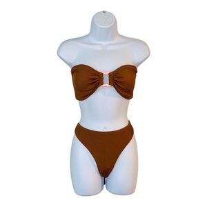 Aerie Crinkle Bandeau Bikini Set XL NWT $64 MSRP